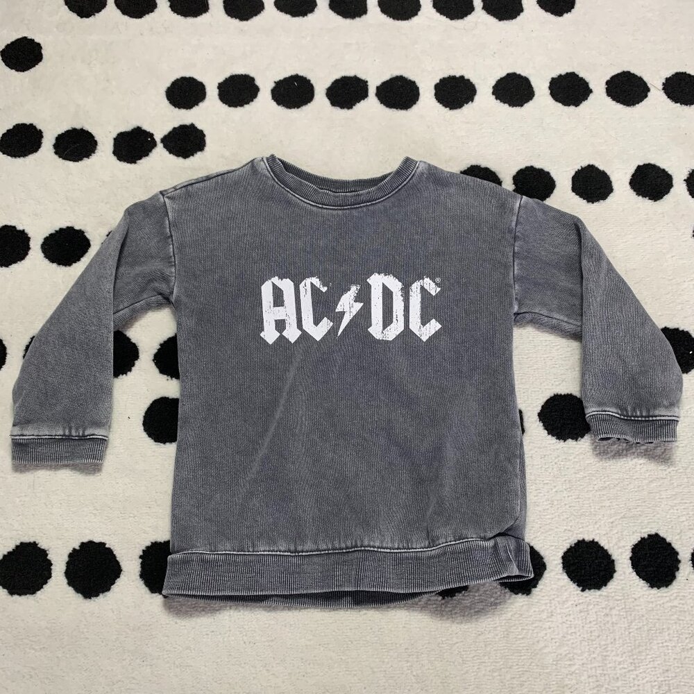 ACDC H&M Unisex Kids Sweatshirt Gray Long Sleeve Crewneck Pullover